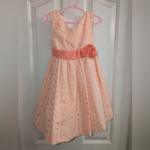 Girls 5 Jessica Ann Peach Formal Kids Dress with Floral Detail